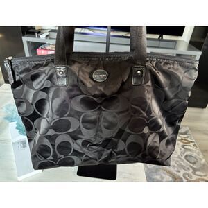 Coach Black Signature Nylon Getaway Packable Weekender Tote